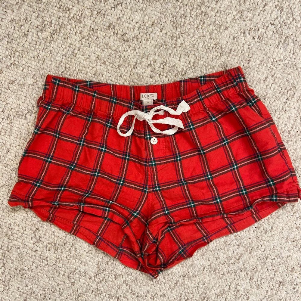J Crew Red Plaid Sleep Shorts XS